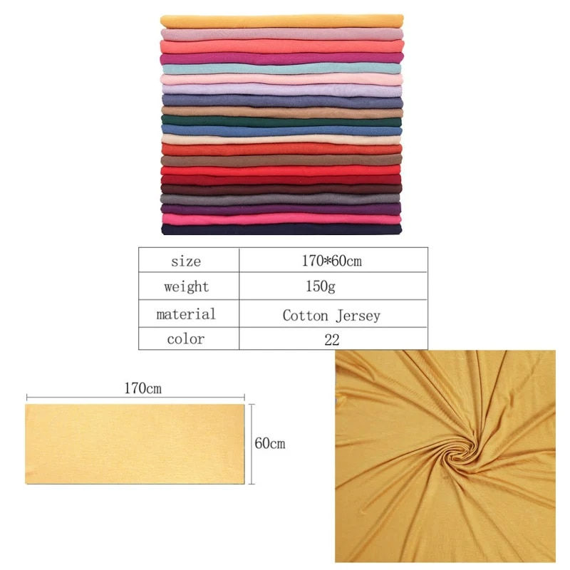 Thumbnail: Ramadan Modal Cotton Jersey Hijabs For Woman Long Muslim Scarf Shawl Plain Soft