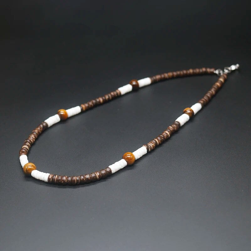Thumbnail: 2023 Tribal Coconut Beads Necklace Men Ethnic Bohemia Puka Shell Surfer Necklac
