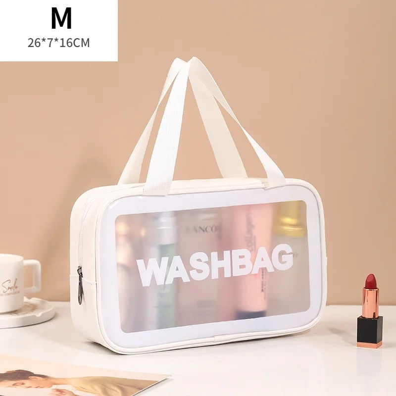 Küçük resim: Portable Travel Clear Storage Bag Organizer Bags Waterproof Washbag Transparent