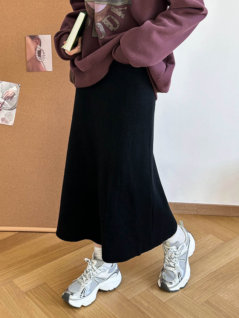 Thumbnail: Winter Korean Style A- Line Skirt Slim Fit Slimming And Fashionable