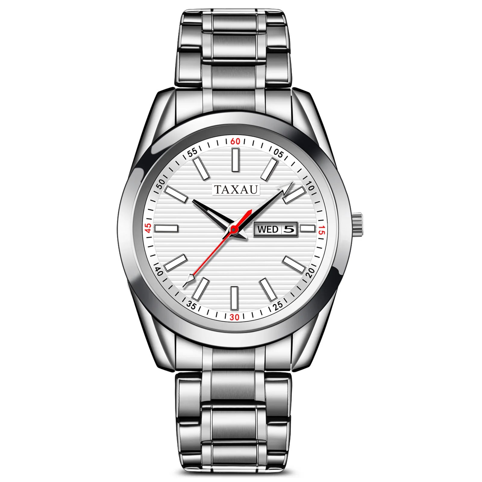TAXAU New Quartz Watch for Men Waterproof Stainless Steel Business Fashion Cale