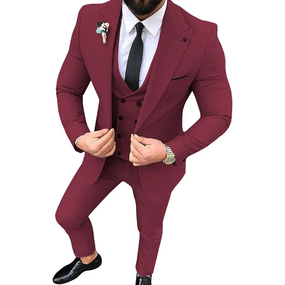 Thumbnail: Blazers Men's Fashion Banquet Slim 3 Piece Suit Set / Male Business Solid Color