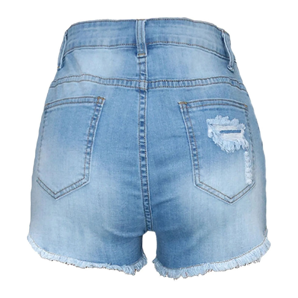 Thumbnail: New Arrival Exquisite Rhinestone Beaded Denim Shorts Women High Waist Slimming