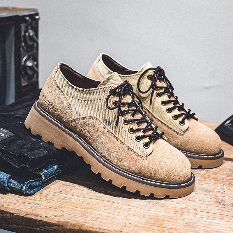 Thumbnail: 2024 Italian Brand Fashionable New Men's Work Shoes Retro Yellow Thick Soled La