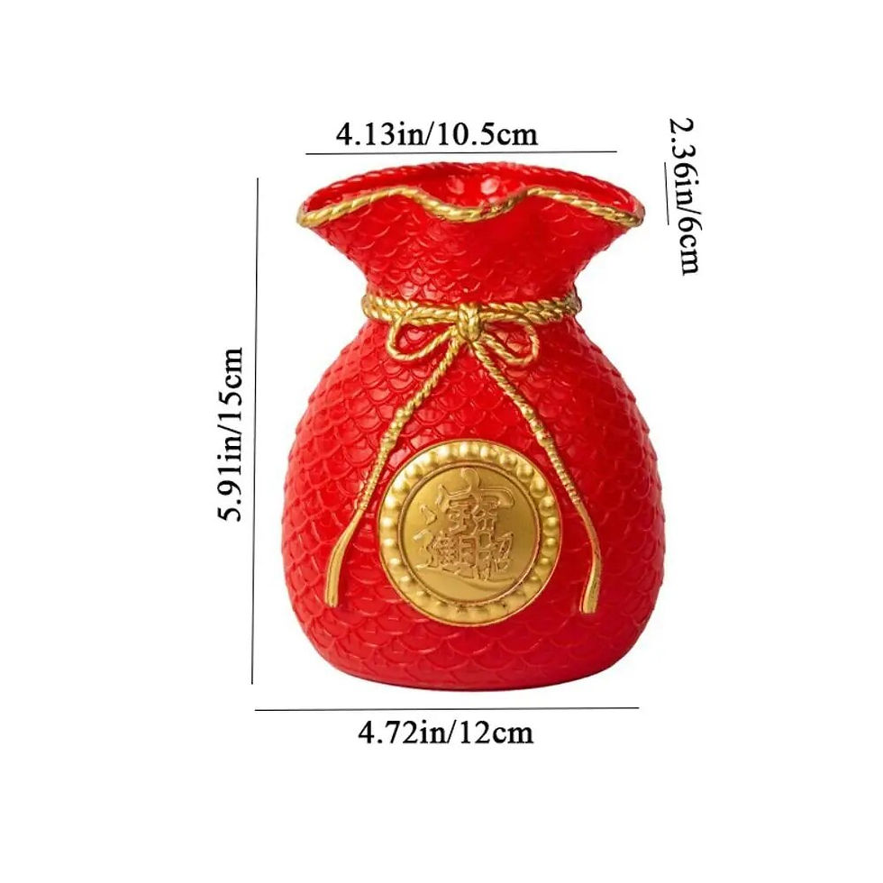 Miniature : Plastic Blessed Bag Flowerpot Vase Chinese Style Money Bag Shape Flower Arrange