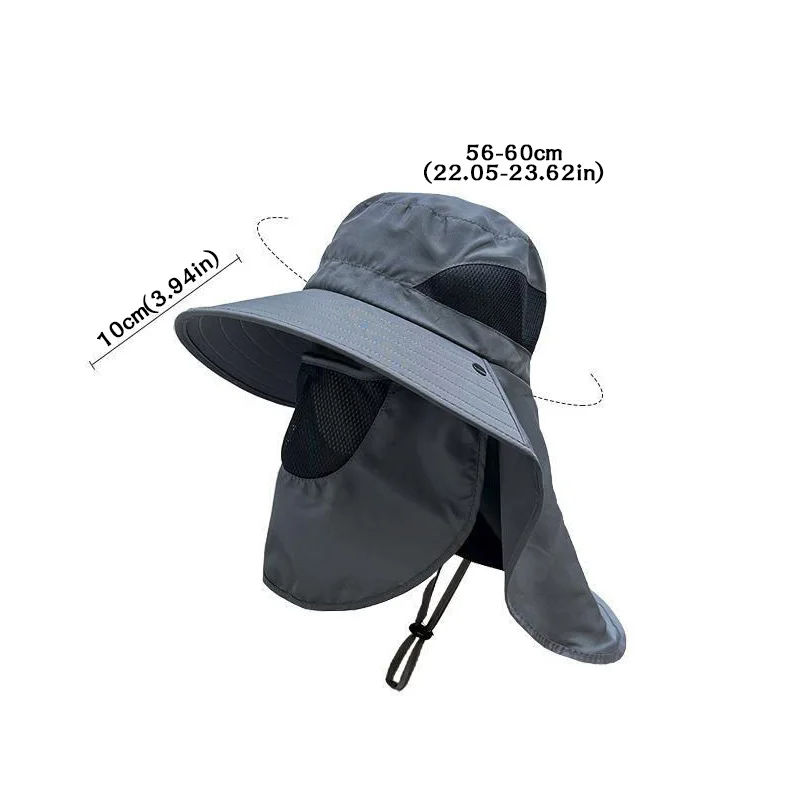 Imej kecil: Summer Outdoor Fishing Caps Men Wide Brim UV Protective Mask Thin Casual Hats S