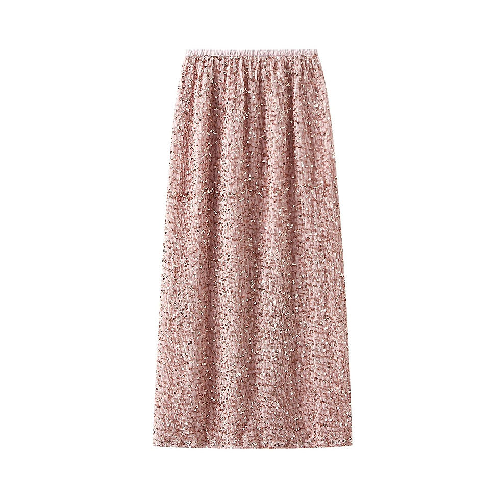 Thumbnail: Women Elegant Shiny Sequined Long Skirt Summer Fall Elastic Waist Casual Skirts