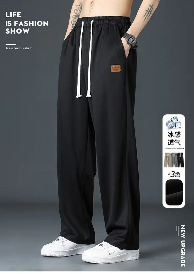 Thumbnail: 2023 Summer Ice Silk Pants Men's Trousers Ultra-thin Stretch Sports Pants Men's