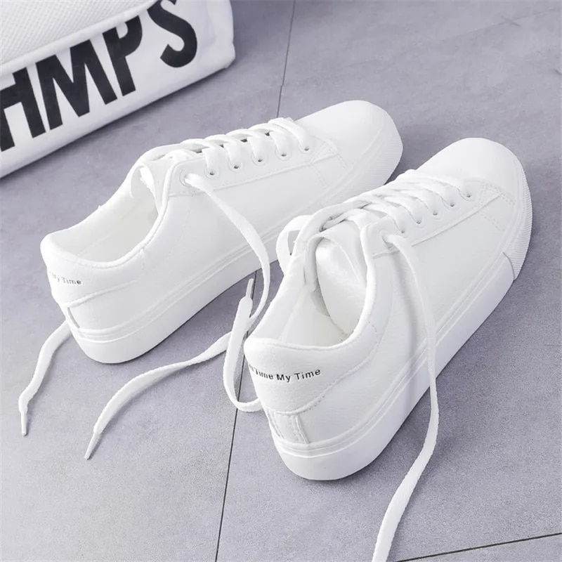 Thumbnail: Women Sneakers 2023 Fashion Breathble Vulcanized Shoes Pu Leather Platform Shoe