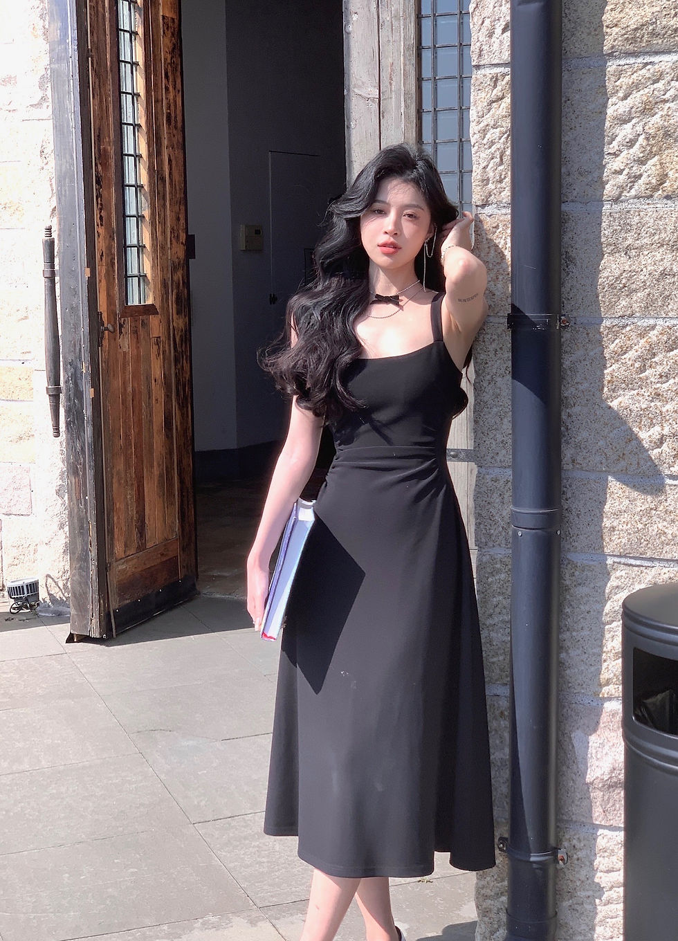 Thumbnail: 2023 Spring New Elegant Square Collar Midi Party Dress  For Women Long Sleeve B