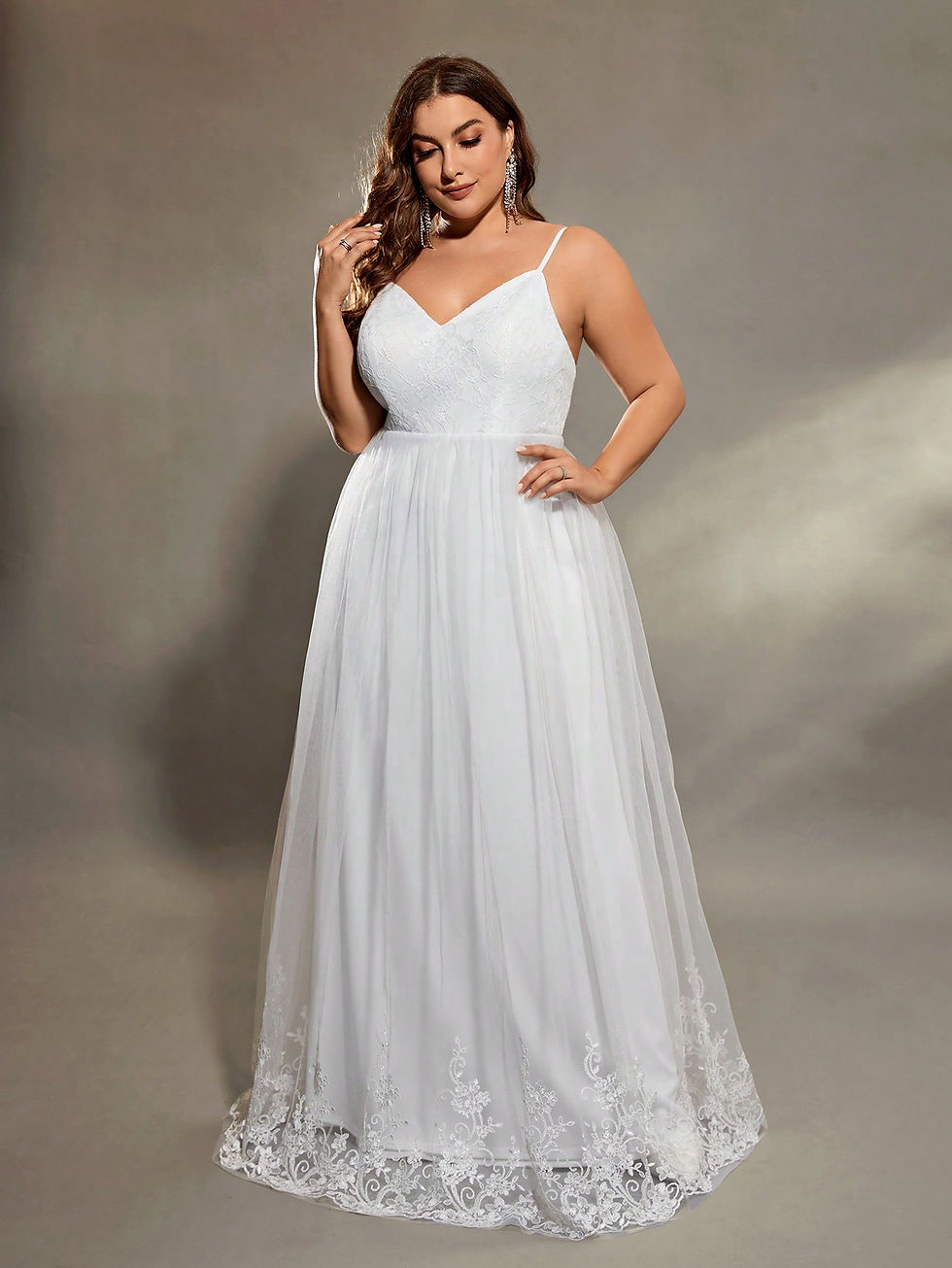 Thumbnail: Mgiacy plus size Halter Sweetheart collar Lace patchwork mesh embroidery Floral