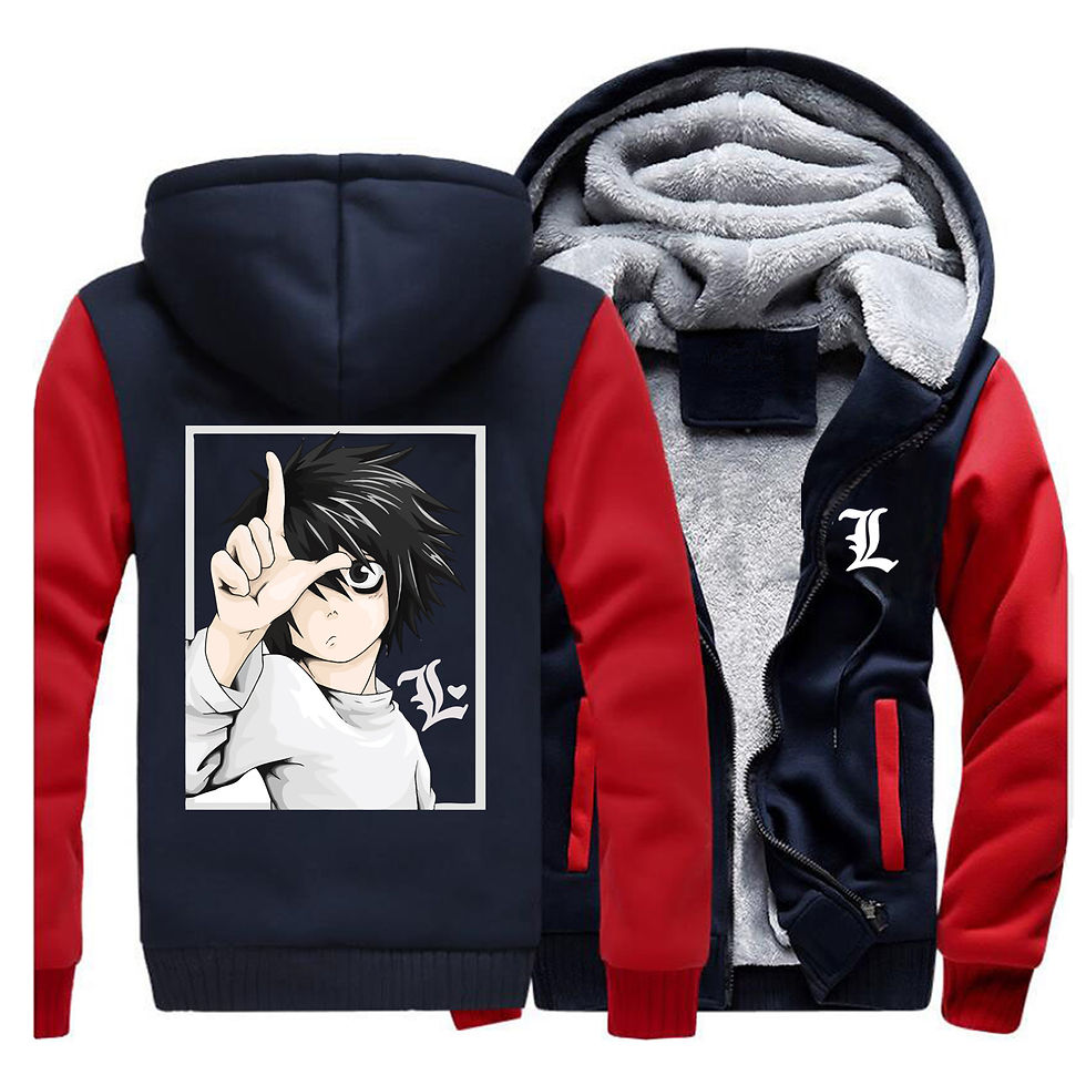 Thumbnail: Fashion Japanese Anime Death Note Thicken Jacket Hoodies Men Funny Winter Casua