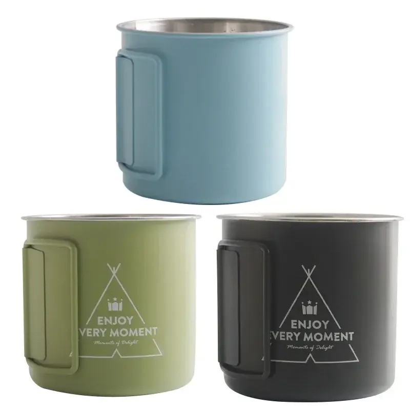 Miniature : 330ml 304 Stainless Steel Coffee Cup Outdoor Portability Cold Water Beer Mug Li