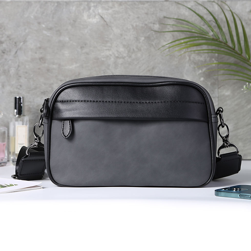 Thumbnail: Casual Business Shoulder Bag for Men PU Leather Messenger Bag Wide Strap Crossb