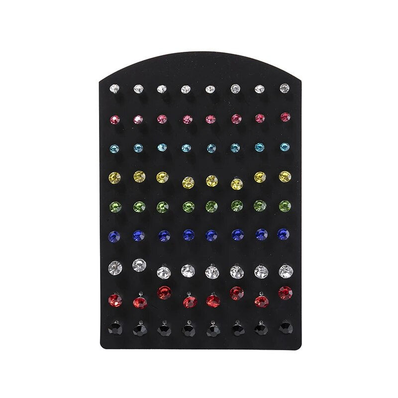 36pairs Mixed Sizes Rhinestone Stud Earrings For Women Girls Crystal Earrings S