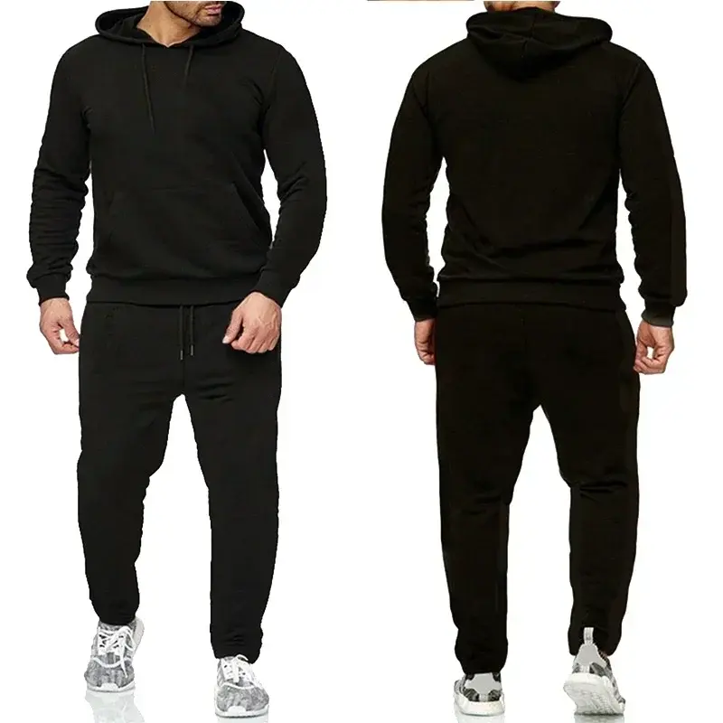 Basic Men/Women 2Pcs/Sets Sweatshirt Hoodies Pants 2024 Male Gyms Fitness Tops