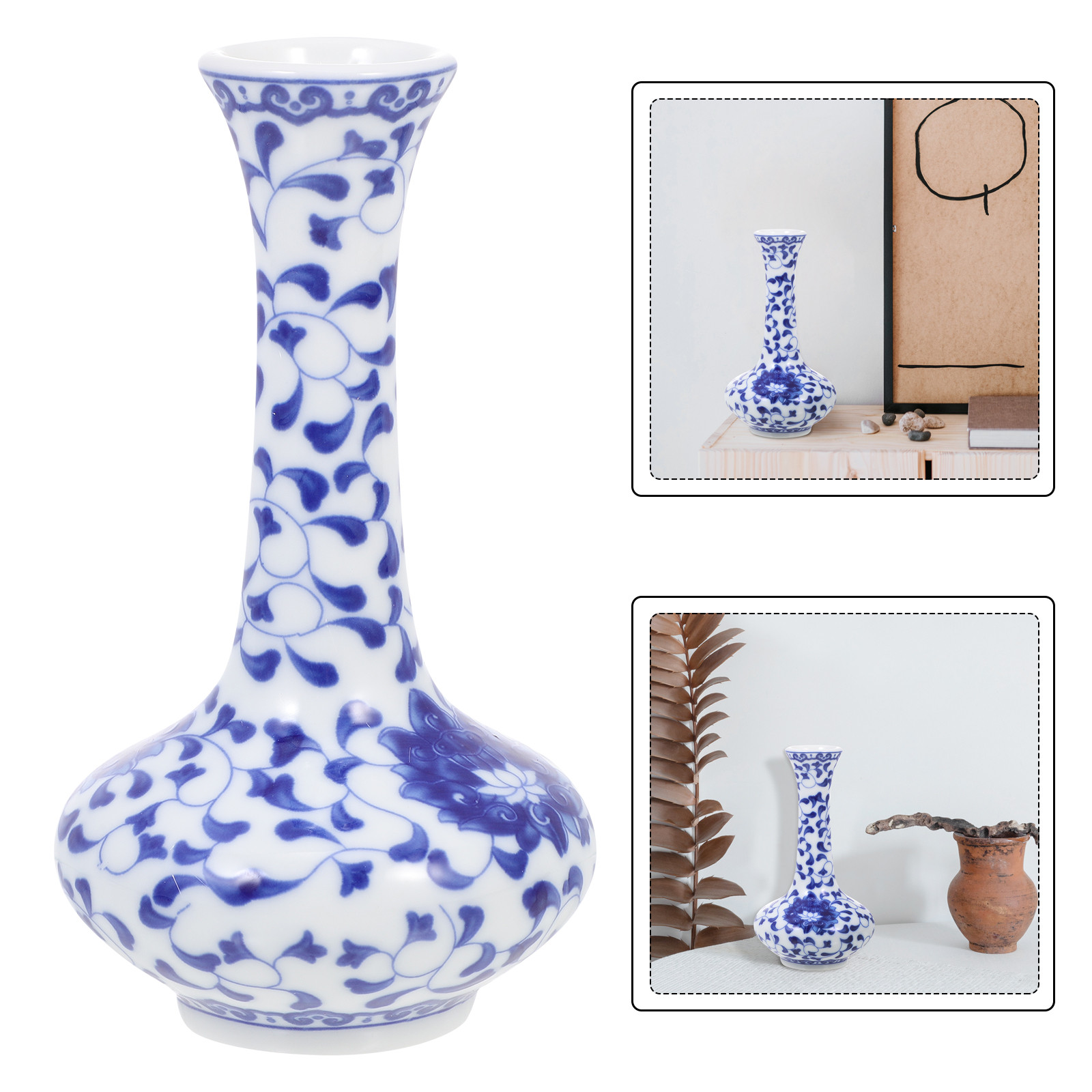 Indoor Plant Pot Blue and White Ceramic Vase Creative Flower Vintage Chinese St