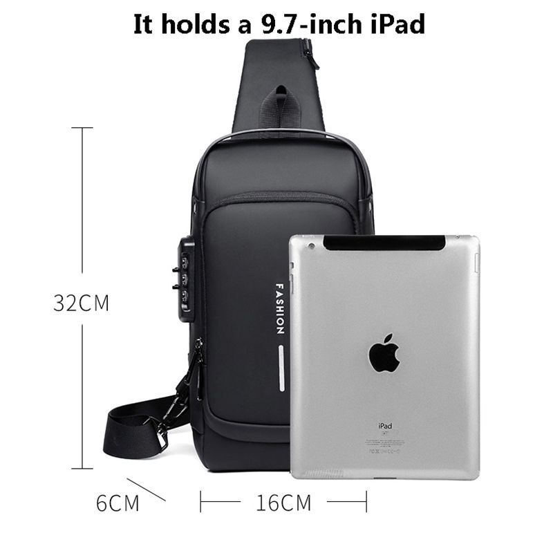 Thumbnail: Men's Multifunction Anti-theft USB Shoulder Bag Man Crossbody Cross Body Travel