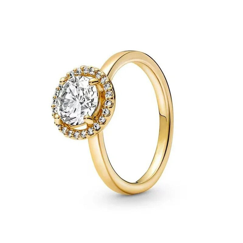 Thumbnail: Hot Selling 925 Sterling Silver Gold Color Series Shiny Zircon Double heart-sha