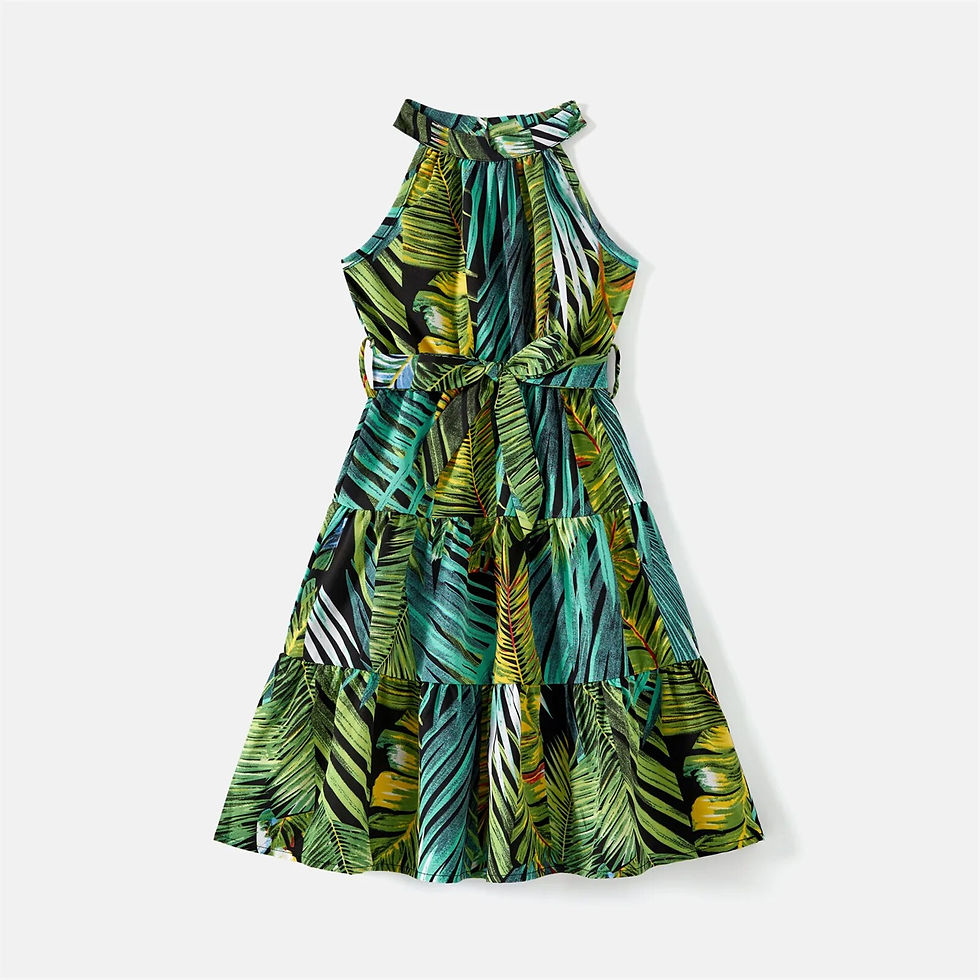 Thumbnail: PatPat Family Matching Outfits 95% Cotton Allover Tropical Plant Print Halter M