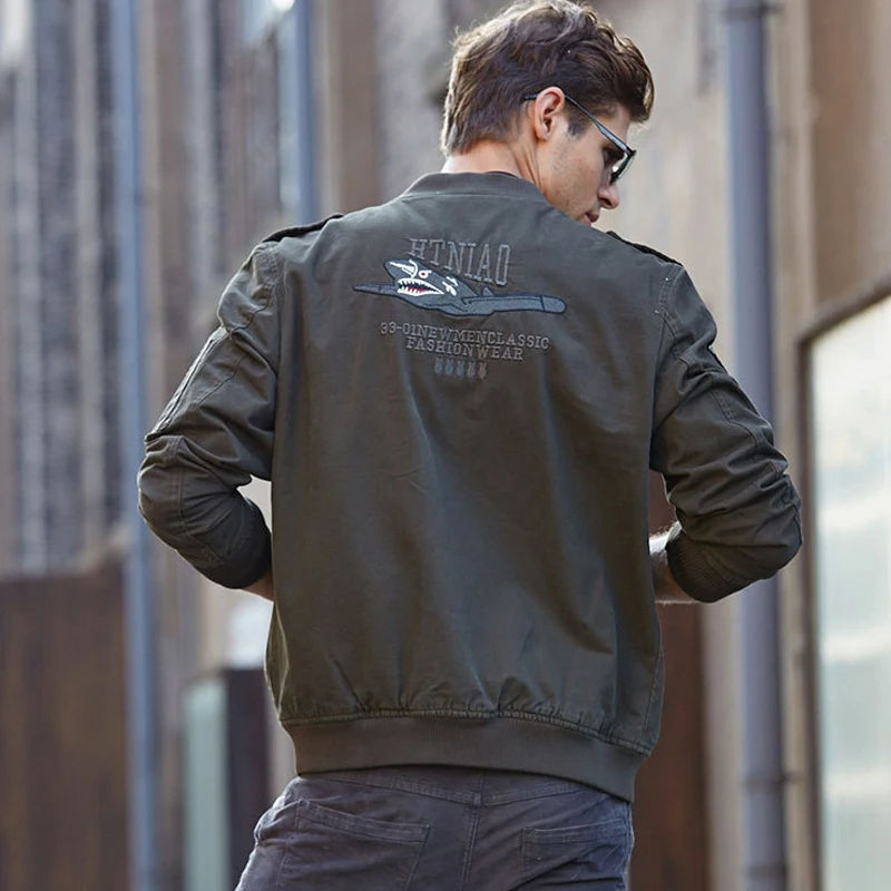 Miniatura: Mens Bomber Pilot Jacket Spring Parkas Army Jackets Military Motorcycle Jacket 