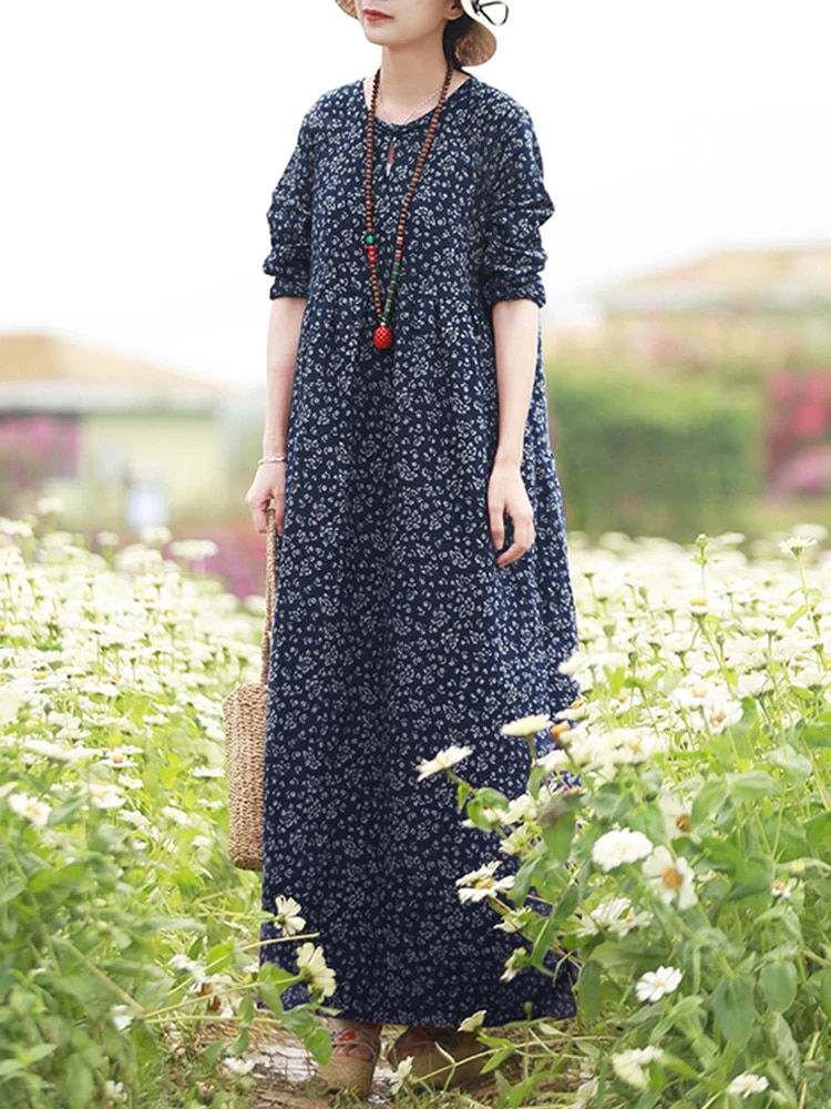 Miniatura: Vintage Women's Printed Dress 2023 ZANZEA Spring Sundress Casual Long Sleeve Ma