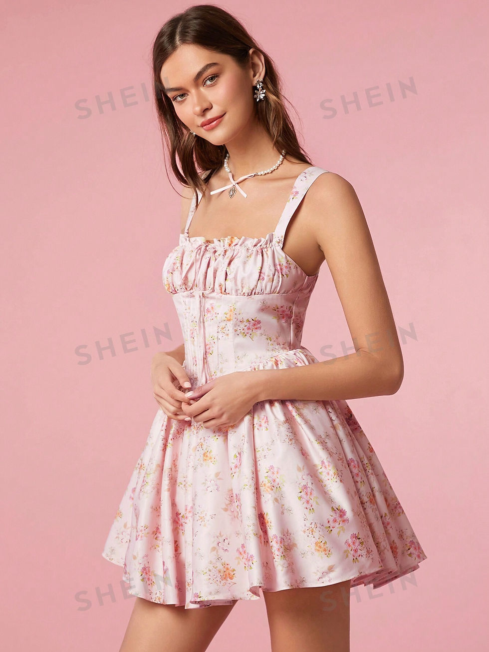 Miniaturbild: Enchnt Princess Milkmaid White French Simple Daily Sleeveless Square Neck Print