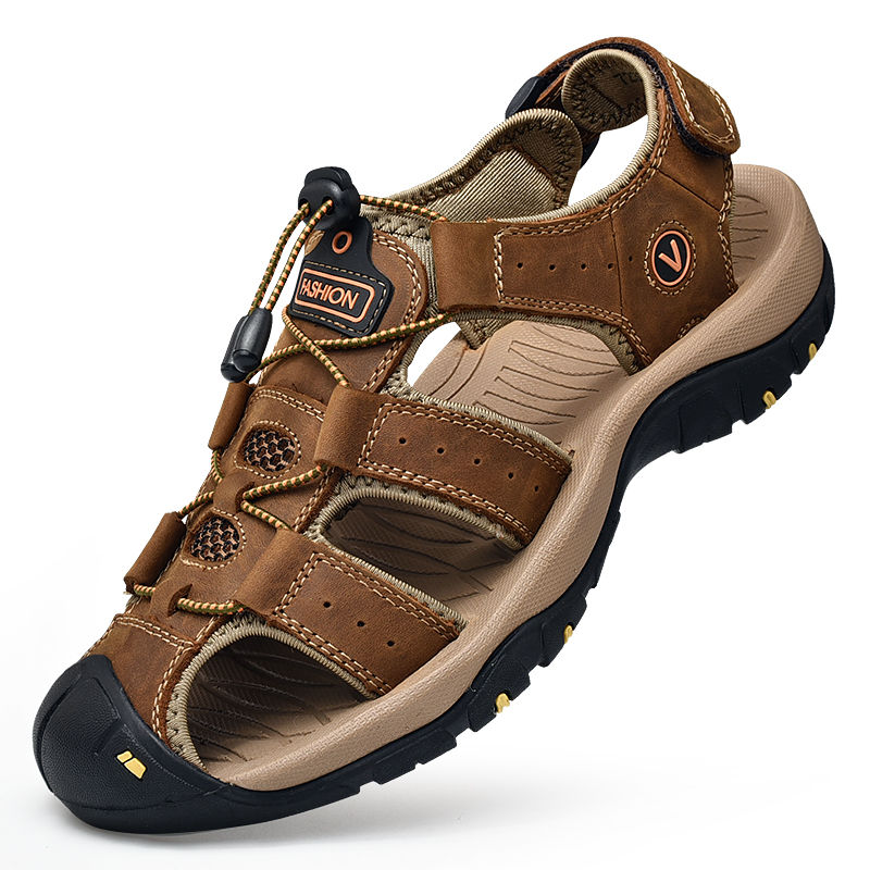 Miniaturebillede: Summer Men Sandals Genuine Leather Mens Casual Shoes Outdoor Men Leather Sandal