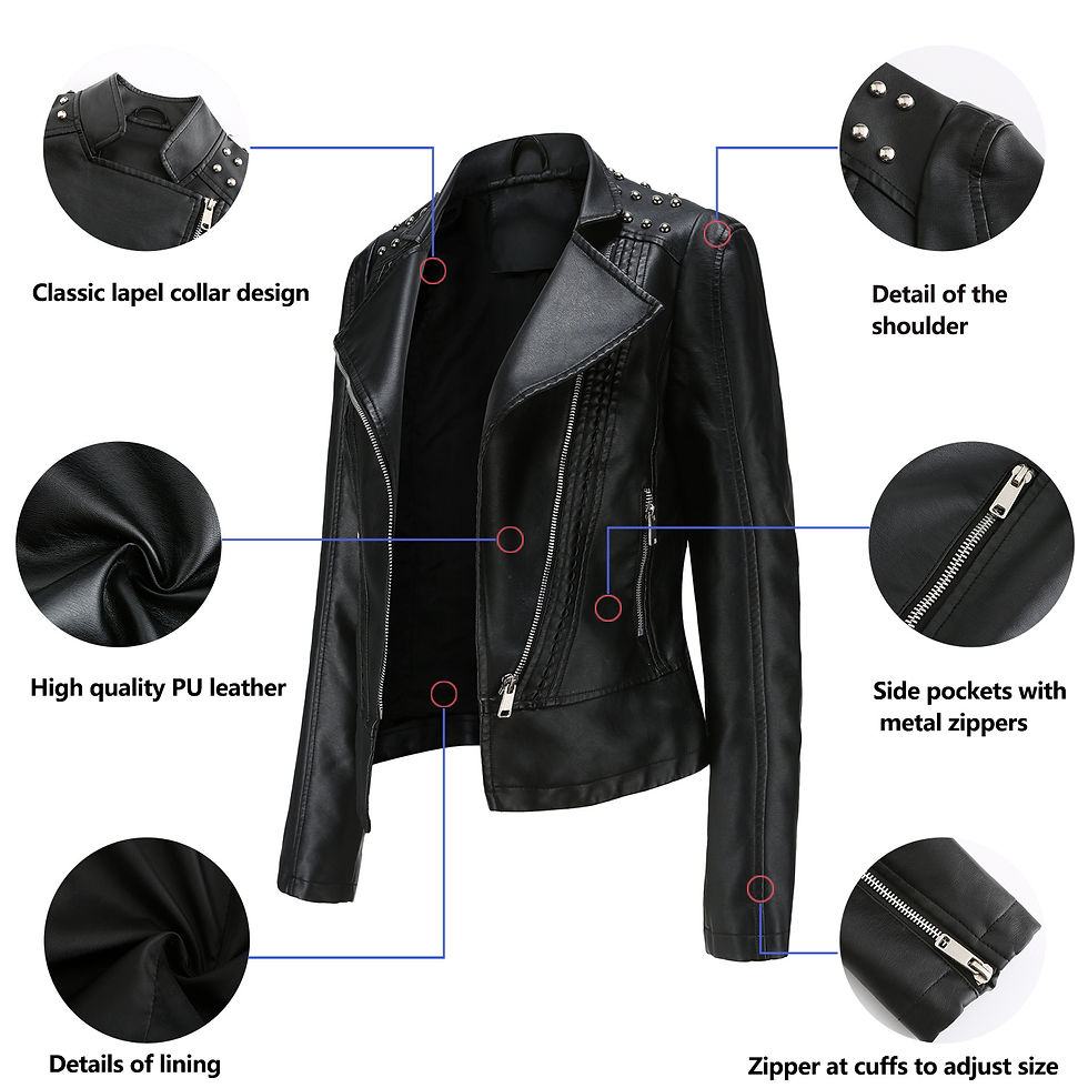 Thumbnail: Women's Punk Rivet Leather Jacket Spring Autumn Retro Turndown Collar Slim Casu