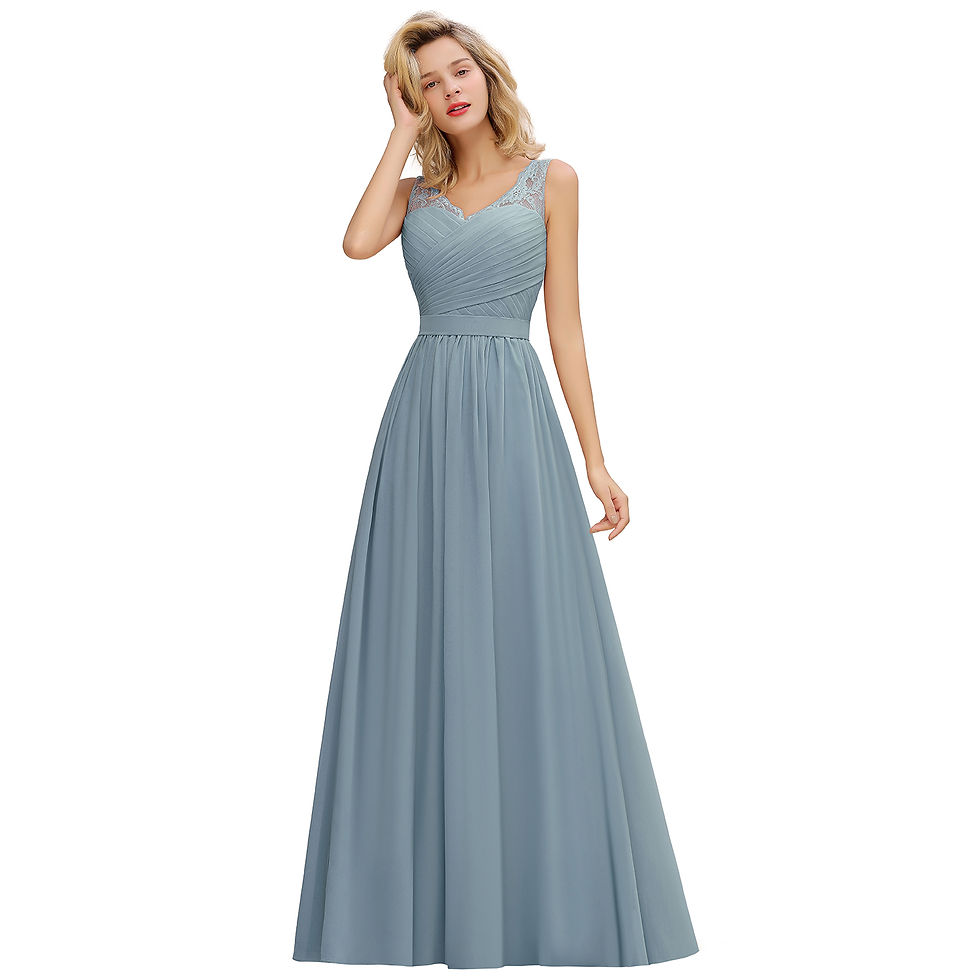Miniature : BABYONLINE Boho Wedding Dress V-neck Pleated Bodice See-through Lace Cap Sleeve