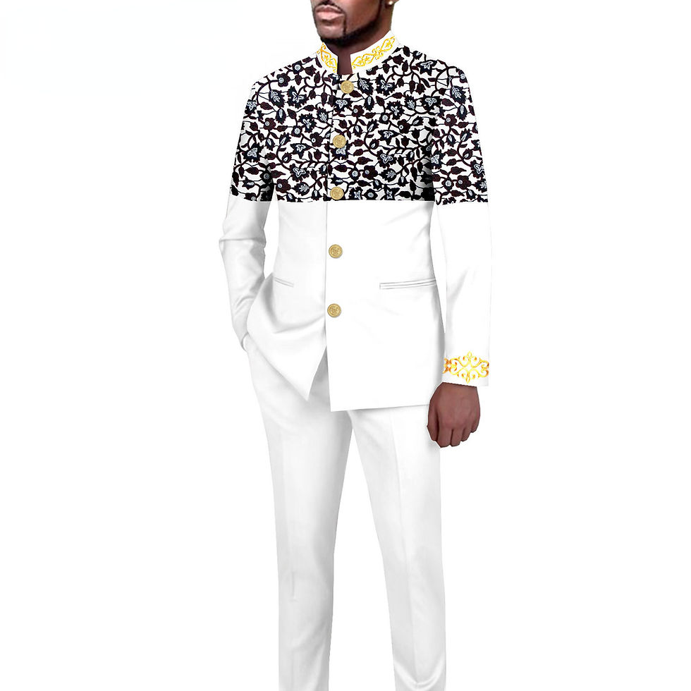 Miniatura: Tailored Men's Suit Solid Color Single Breasted Stand Collar Long Blazer Africa