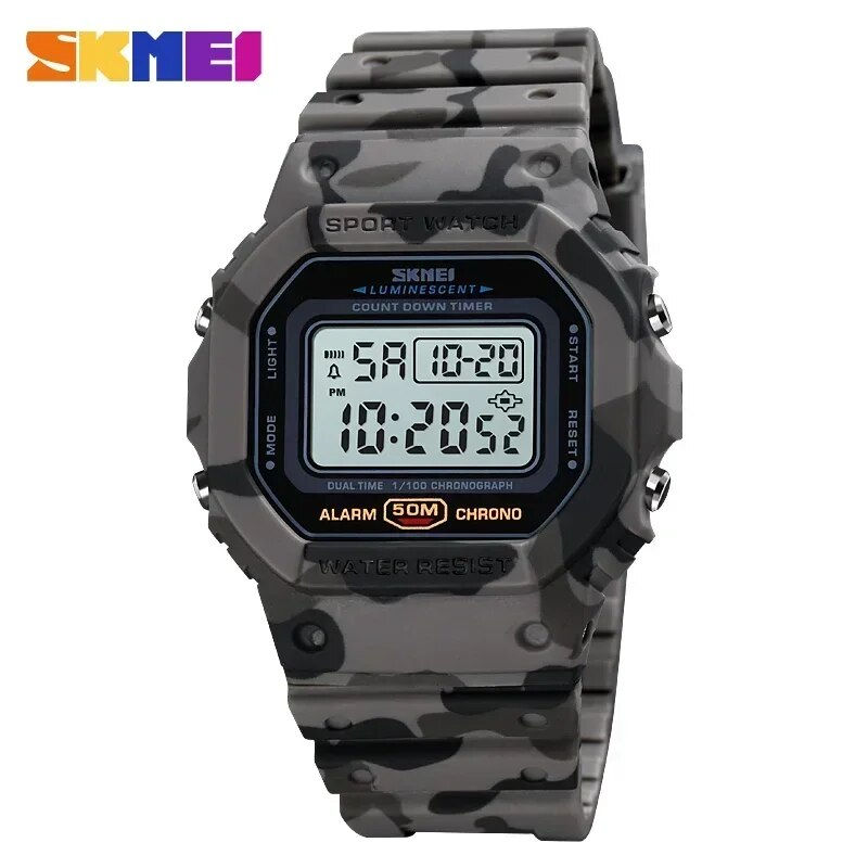 Thumbnail: Skmei 1628 Men's Watch Dual Time Countdown Multifunctional Digital Sports Watch