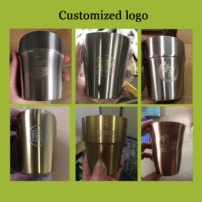 Thumbnail: Glossy Surface Beer Mugs Double-Wall Stainless Steel Water Cup Coffee Tea Anti-
