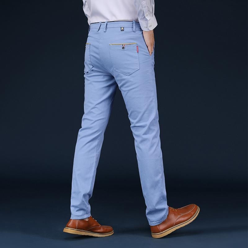 ภาพขนาดย่อ: Men's Classic Business Casual Pants Slim Fit Fashion Cotton Pencil Suit Pants H