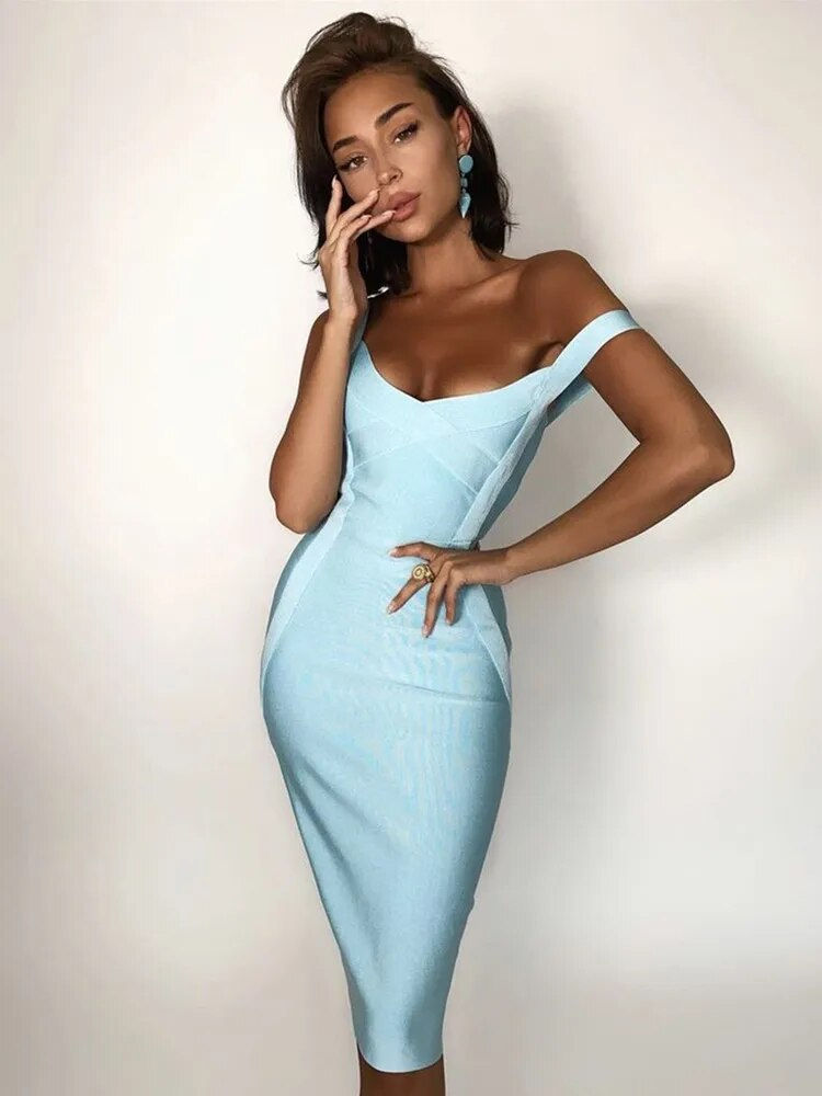 Thumbnail: High Quality Women Sleeveless Rayon Bandage Dress Celebrity Elegant Green Purpl