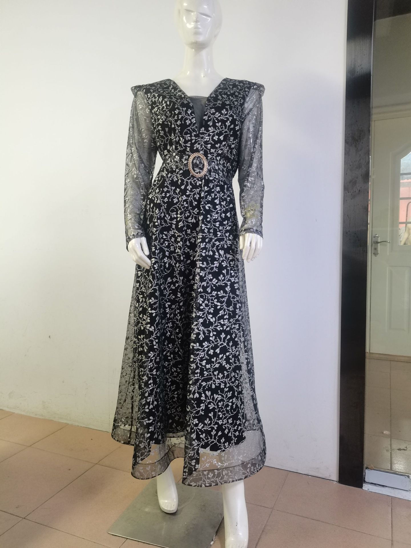 iDress Plus Size Women Clothing Lace See Through Tulle Long Sleeve Fit and Flar