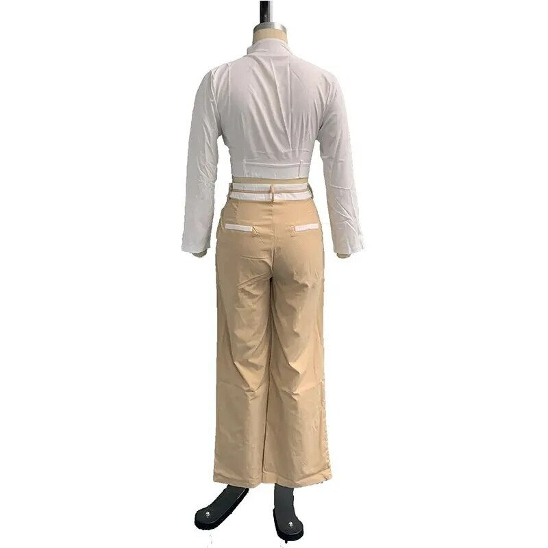 Thumbnail: Autumn Women Two Piece Set Office Fashion Solid Long Sleeve Lapel High Waist Sh