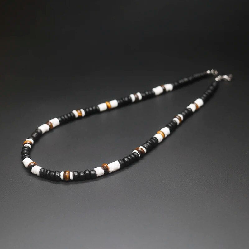 Miniaturebillede: 2023 Tribal Coconut Beads Necklace Men Ethnic Bohemia Puka Shell Surfer Necklac