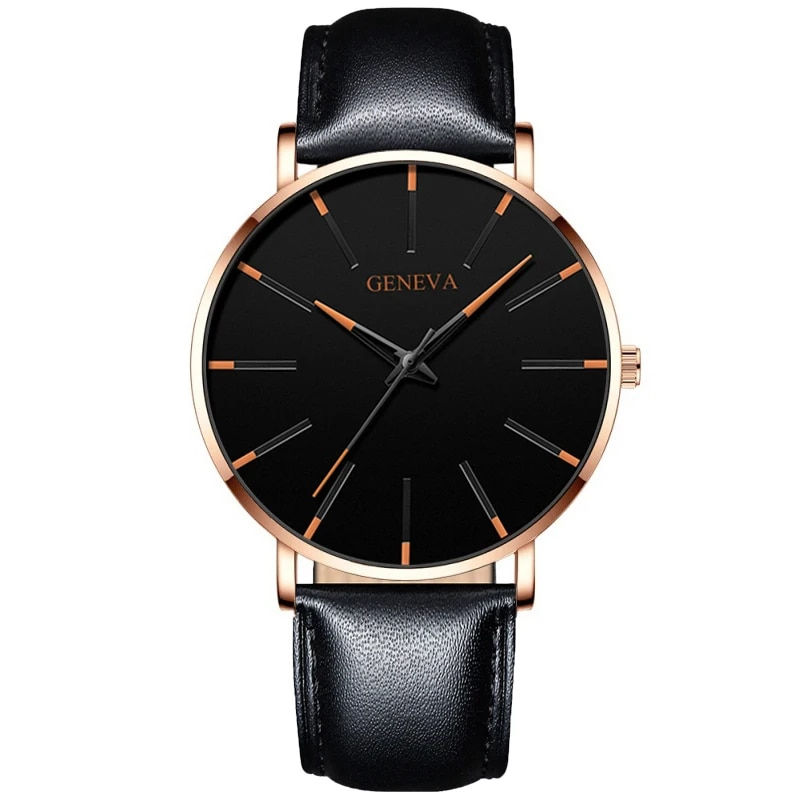 Miniatura: 2024 Geneva Minimalist Watch Men Ultra Thin Blue Stainless Steel Mesh Belt Watc