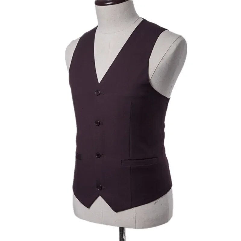 ภาพขนาดย่อ: Men's Stand Collar Chinese Style Slim Fit Two Piece Suit Set / Male Zhong Shan