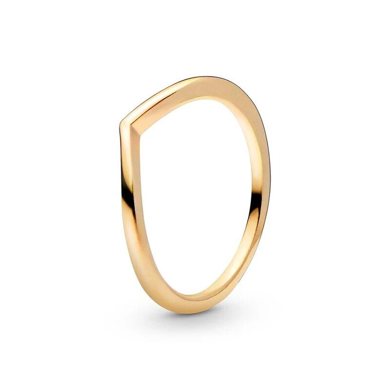 Thumbnail: 2024 New 18K Gold Plated 925 Silver Ring Zircon Sparkling Double Band Heart Fin