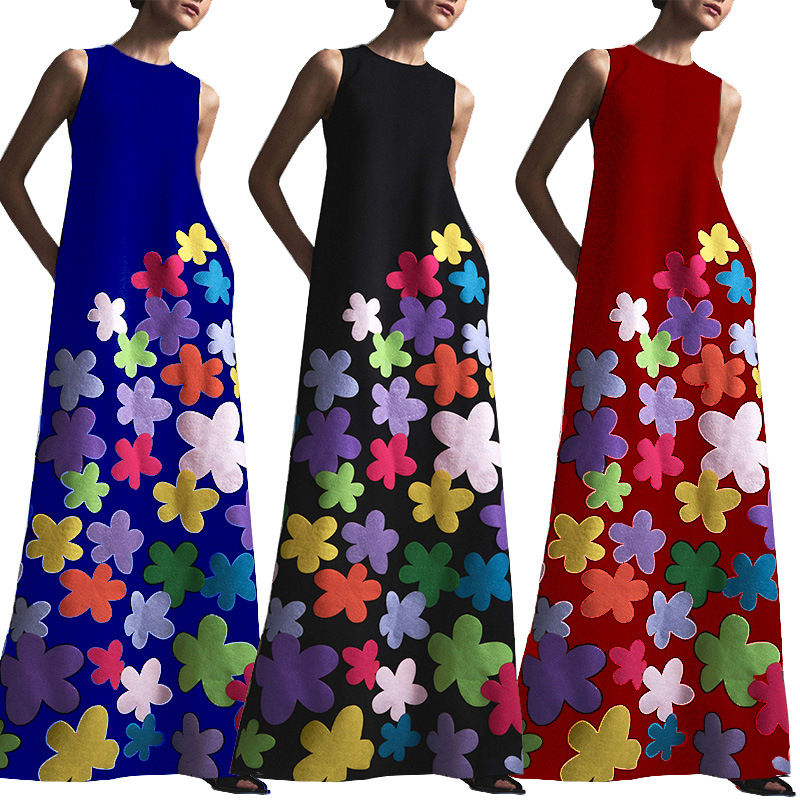 الصورة المصغرة: European And American Women's Sleeveless Printed Dresses