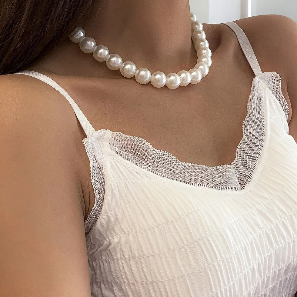 Thumbnail: Baroque Style Big Pearl Necklace For Women Personality White Statement Jewelry