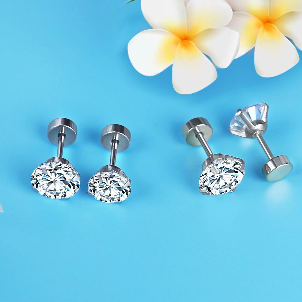 Thumbnail: LUXUSTEEL 1Pairs/2Pcs Stainless Steel Crystal Studs Earrings For Women Men 4 Pr