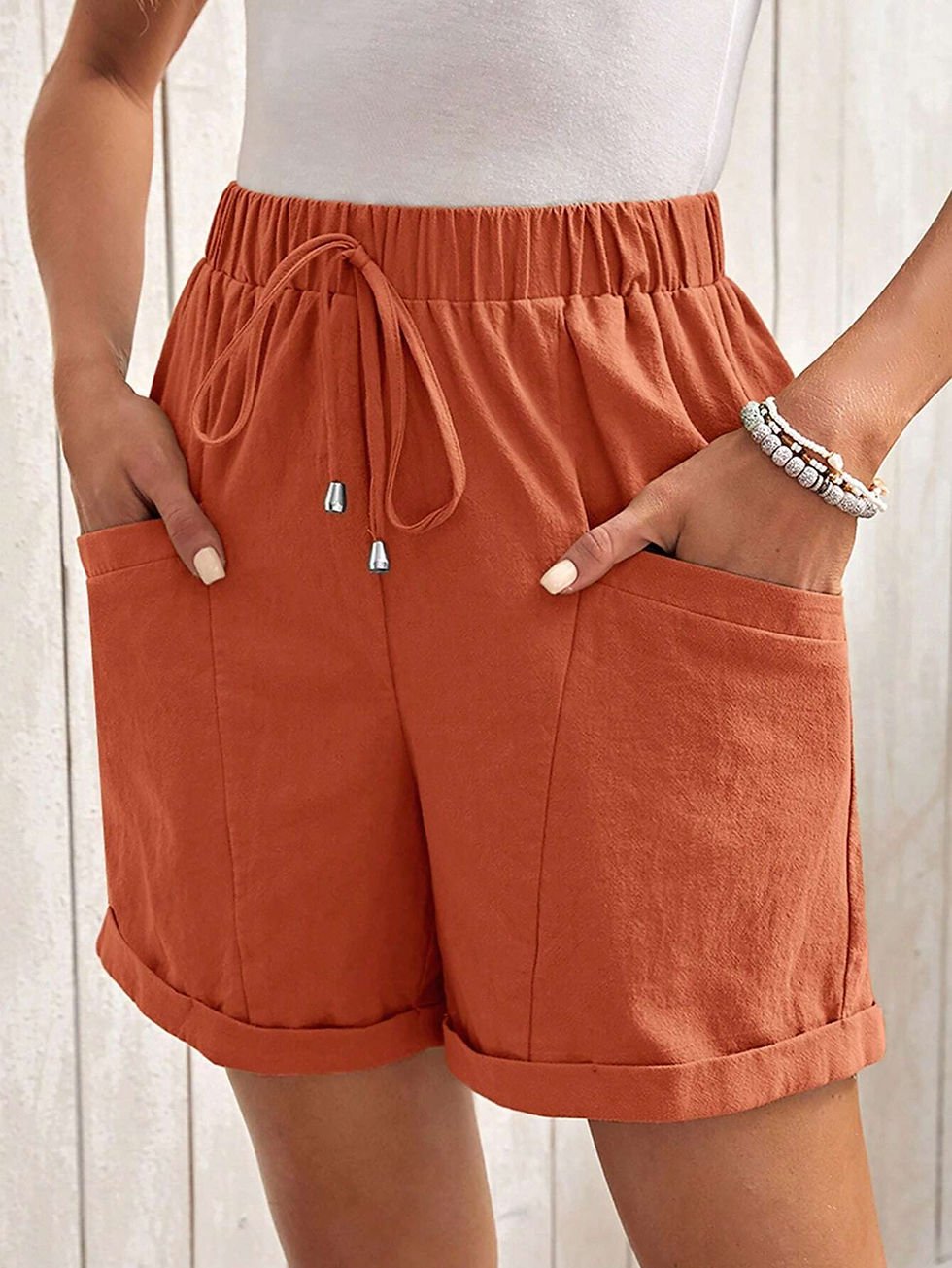 Thumbnail: EMERY ROSE Women's Summer Casual Shorts With Tie Waist And Pockets