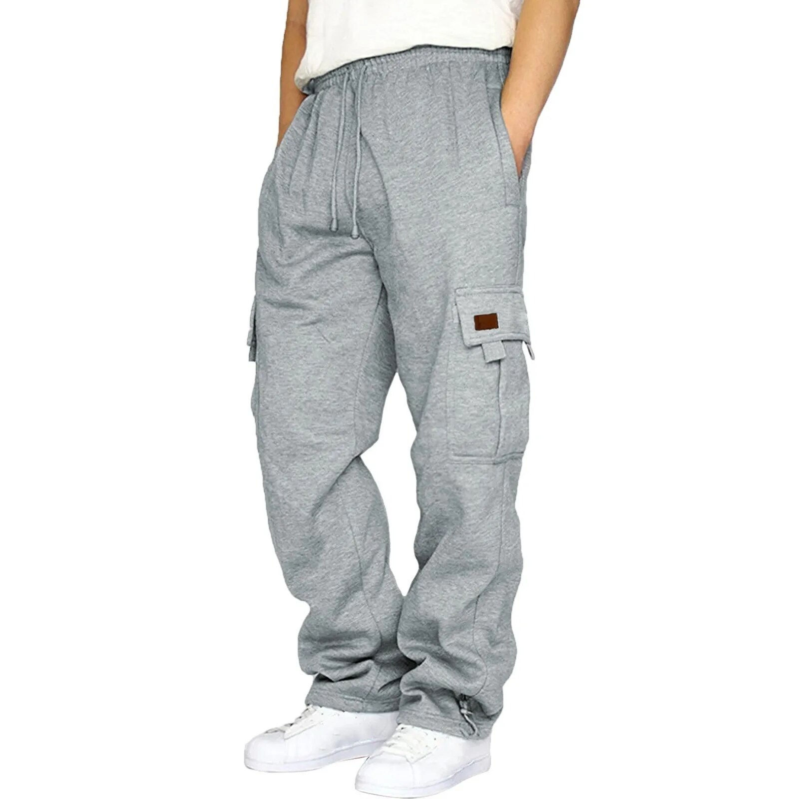 2023 Autumn Winter Men'S Jogger Pants Running Sportswear Pockets Loose Grey Swe