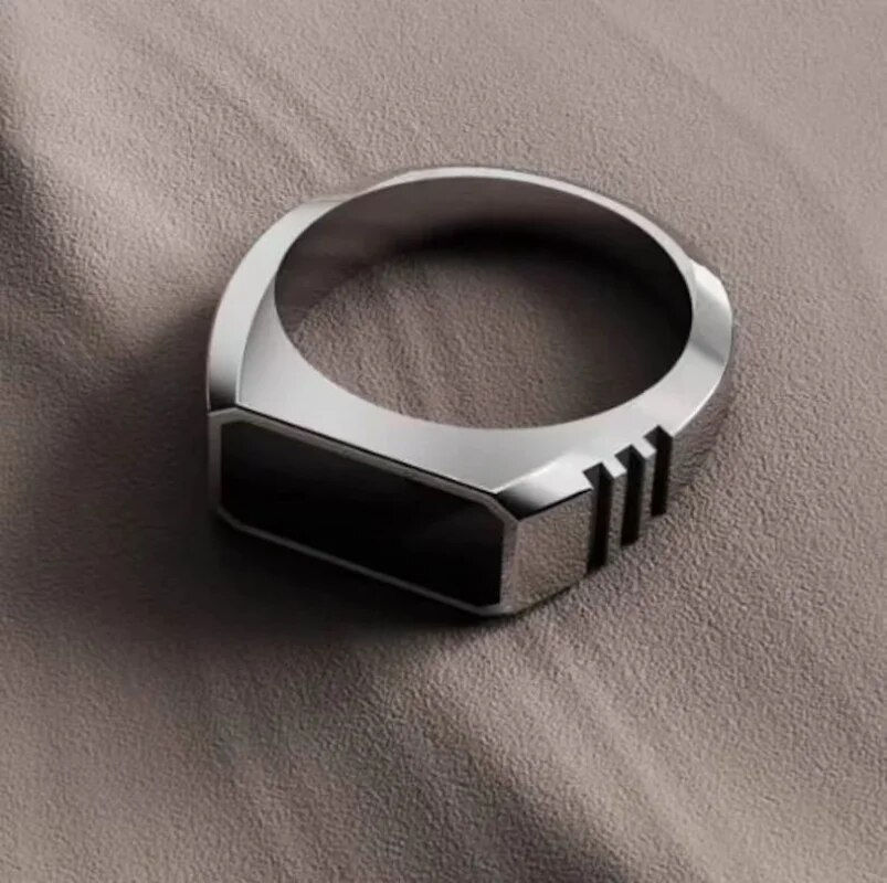 Thumbnail: New 2023 Metal Glossy Rings for Men Geometric Width Signet Square Finger Punk S