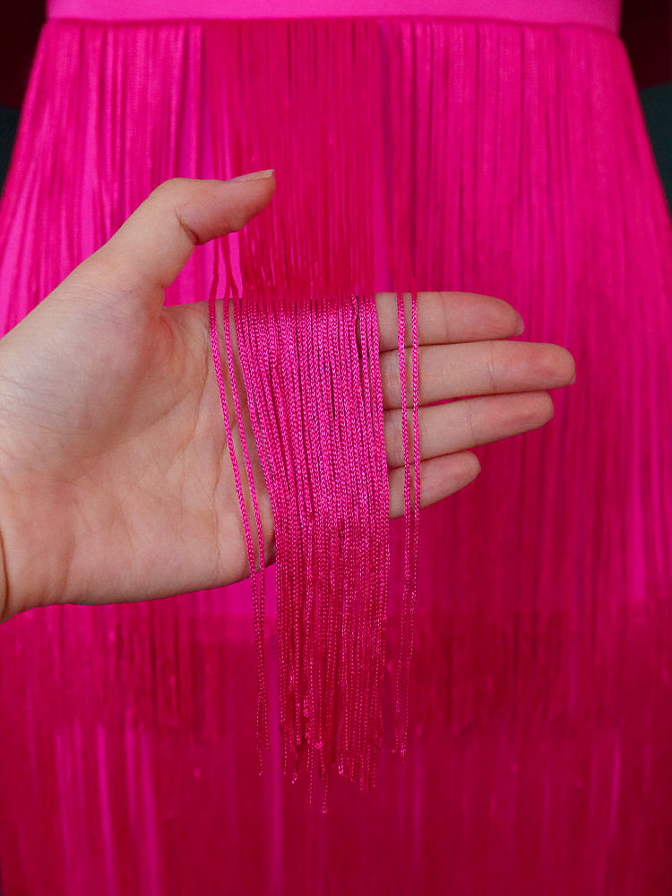 Thumbnail: Plus Size Tassel Dresses for Women 2023 V Neck Off Shoulder Fringe Occassion Ev