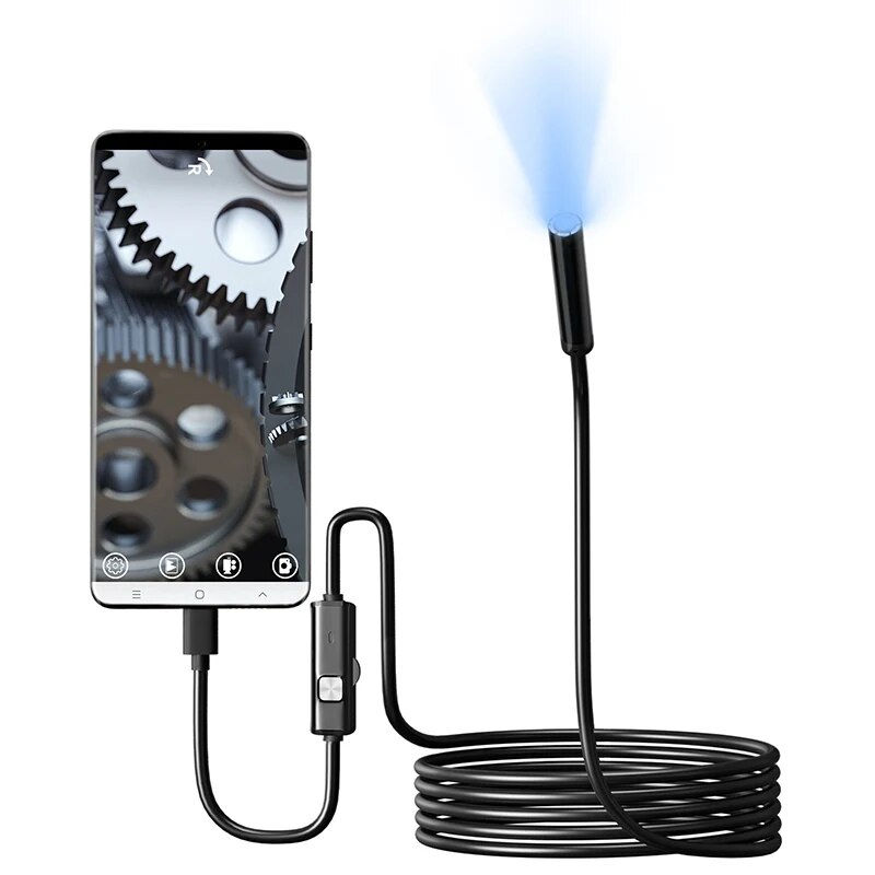 7.0MM TYPE-C Endoscope Camera IP67 Waterproof 6 LEDs Adjustable USB Android Fle