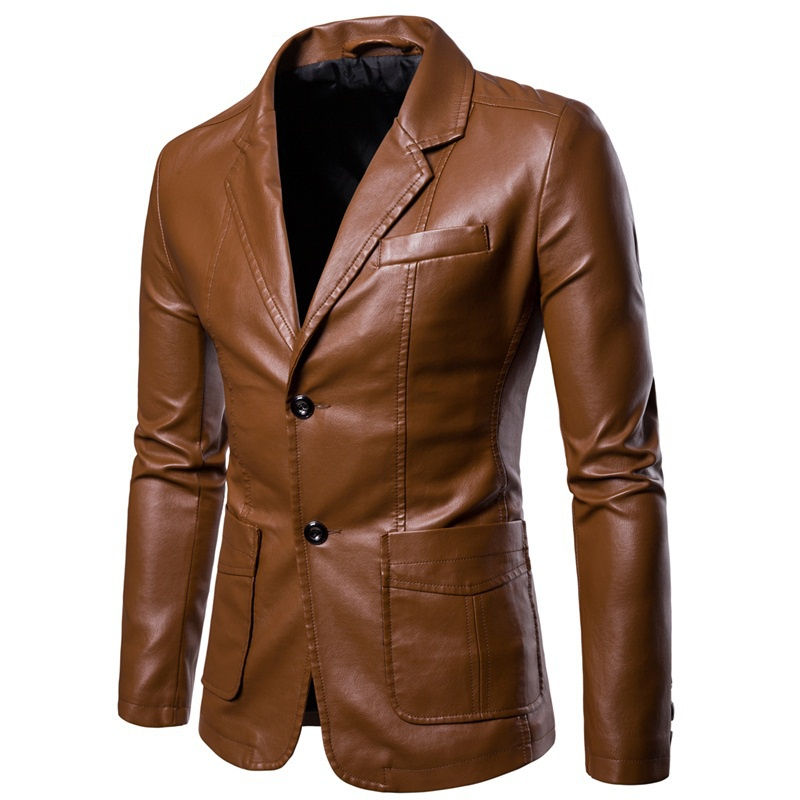 Thumbnail: Mens Jackets Autumn and Winter Warm Coat Fashion Mens Blazer Coat Leather Jacke
